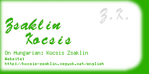 zsaklin kocsis business card